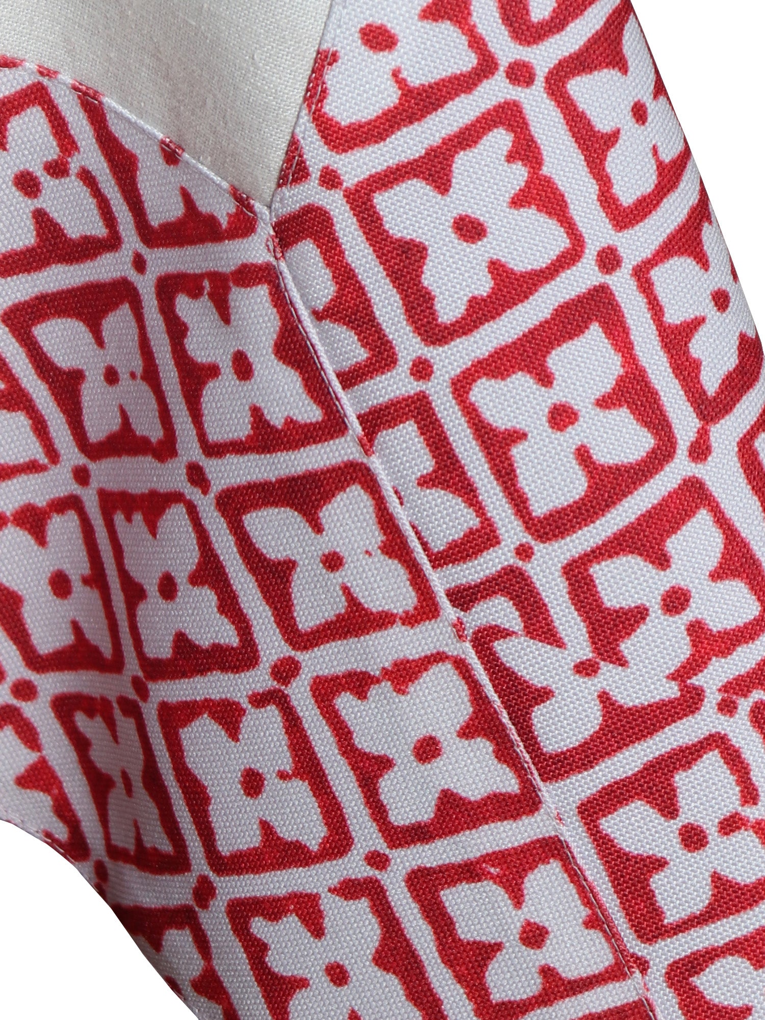 red and white colored printed Table cover with golden embroidery for 6 seater table 52x84 inches