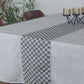 Table Cover Self Textured with Patchwork in Middle | Polycanvas, White & Black - 52in x 84in