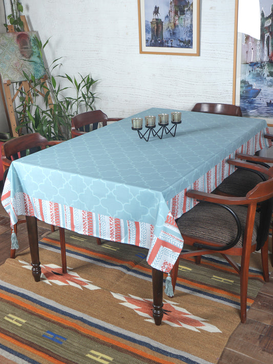 Table Cover Ogee Pattern with Tassels | Polycanvas, Sea Green - 52in x 84in