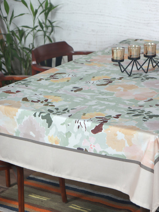 Table Cover Floral Pattern with Tassels | Polycanvas, Multicolor - 52in x 84in