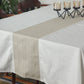 Table Cover with Embroidered Patchwork in Middle | Polycanvas, White & Beige - 52in x 84in