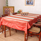 Patchwork Dining Tablecloth | Decorative Tassel | Brocade Silk | Red |  52 Inch x 84 Inch | 4 and 6 Seater
