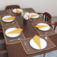 Solid Dinner Table Mats and Table Napkin | Flat Piping | Set of 6 | Brown and Mustard | Polyester | Cotton | 12 Inch x 18 Inch | 16 Inch x 16 Inch