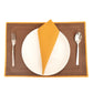 Solid Dinner Table Mats and Table Napkin | Flat Piping | Set of 6 | Brown and Mustard | Polyester | Cotton | 12 Inch x 18 Inch | 16 Inch x 16 Inch
