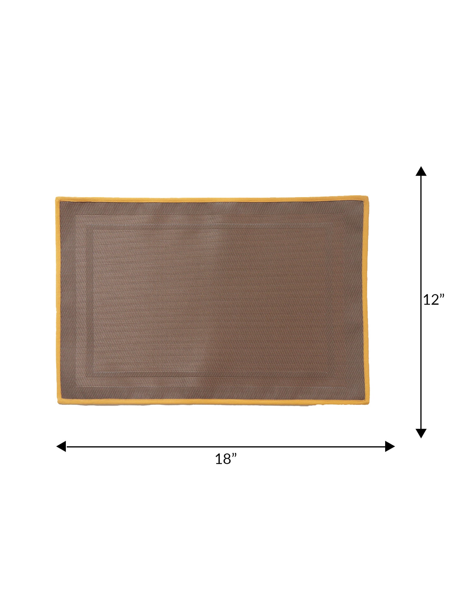 Solid Dinner Table Mats and Table Napkin | Flat Piping | Set of 6 | Brown and Mustard | Polyester | Cotton | 12 Inch x 18 Inch | 16 Inch x 16 Inch