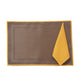 Solid Dinner Table Mats and Table Napkin | Flat Piping | Set of 6 | Brown and Mustard | Polyester | Cotton | 12 Inch x 18 Inch | 16 Inch x 16 Inch