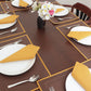 Solid Dinner Table Mats and Table Napkin | Flat Piping | Set of 6 | Brown and Mustard | Polyester | Cotton | 12 Inch x 18 Inch | 16 Inch x 16 Inch