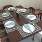 Solid Dinner Table Mats and Table Napkin | Flat Piping | Set of 6 | Grey and Blue | Polyester | Cotton | 12 Inch x 18 Inch | 16 Inch x 16 Inch