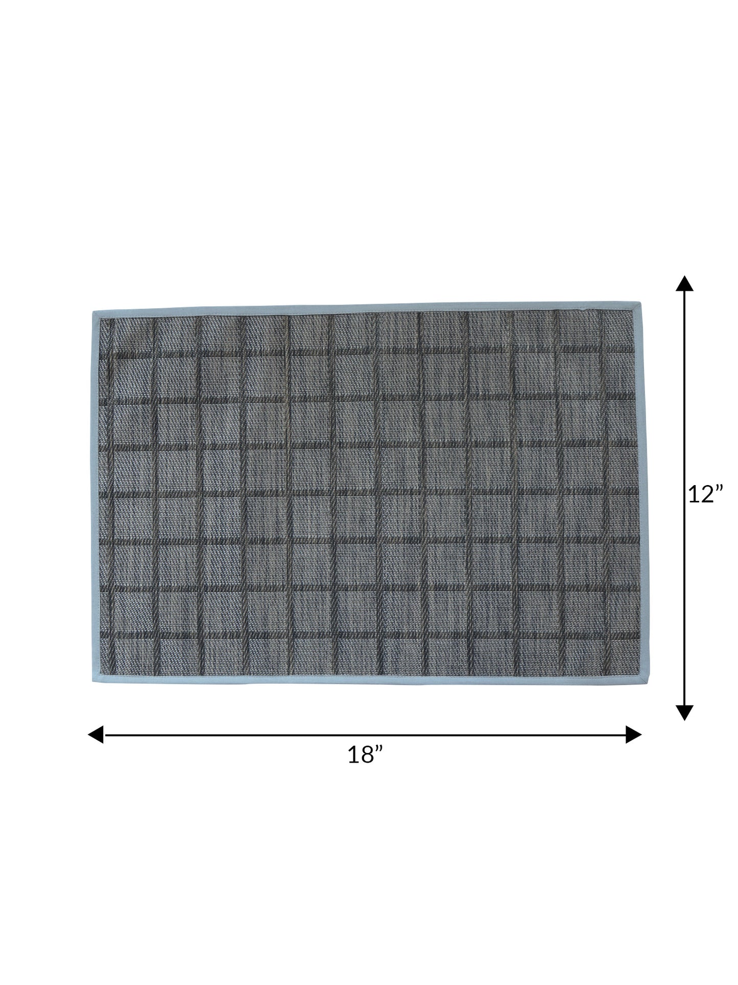 Solid Dinner Table Mats and Table Napkin | Flat Piping | Set of 6 | Grey and Blue | Polyester | Cotton | 12 Inch x 18 Inch | 16 Inch x 16 Inch