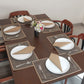 Solid Dinner Table Mats and Table Napkin | Flat Piping | Set of 6 | Brown and Beige | Polyester | Cotton | 12 Inch x 18 Inch | 16 Inch x 16 Inch