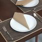 Solid Dinner Table Mats and Table Napkin | Flat Piping | Set of 6 | Brown and Beige | Polyester | Cotton | 12 Inch x 18 Inch | 16 Inch x 16 Inch