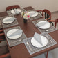Solid Dinner Table Mats and Table Napkin | Flat Piping | Set of 6 | Grey and Blue | Polyester | Cotton | 12 Inch x 18 Inch | 16 Inch x 16 Inch