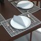 Solid Dinner Table Mats and Table Napkin | Flat Piping | Set of 6 | Grey and Blue | Polyester | Cotton | 12 Inch x 18 Inch | 16 Inch x 16 Inch