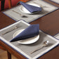 Solid Dinner Table Mats and Table Napkin | Flat Piping | Grey & Blue| Set of 6 | Polyester | Cotton | 12 Inch x 18 Inch | 16 Inch x 16 Inch