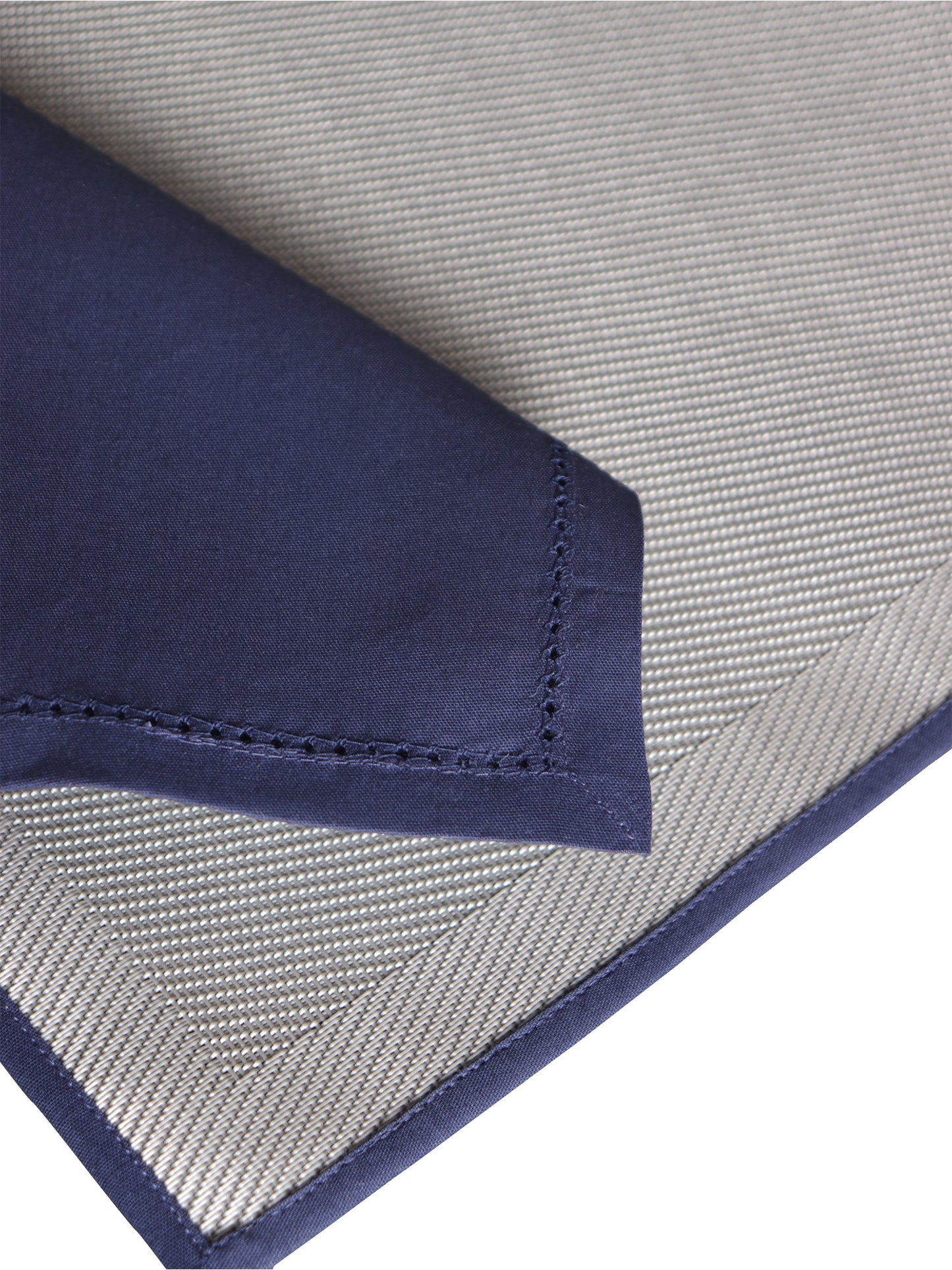 Solid Dinner Table Mats and Table Napkin | Flat Piping | Grey & Blue| Set of 6 | Polyester | Cotton | 12 Inch x 18 Inch | 16 Inch x 16 Inch