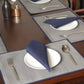 Solid Dinner Table Mats and Table Napkin | Flat Piping | Grey & Blue| Set of 6 | Polyester | Cotton | 12 Inch x 18 Inch | 16 Inch x 16 Inch