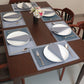 Solid Dinner Table Mats and Table Napkin | Flat Piping | Grey & Blue | Set of 6 | Polyester | Cotton | 12 Inch x 18 Inch | 16 Inch x 16 Inch