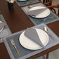 Table Mats and Napkin with Flat Piping, Brown and Mustard Yellow - 12x18in, 16x16in
