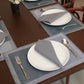 Solid Dinner Table Mats and Table Napkin | Flat Piping | Grey & Blue | Set of 6 | Polyester | Cotton | 12 Inch x 18 Inch | 16 Inch x 16 Inch
