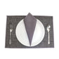 Solid Dinner Table Mats and Table Napkin | Flat Piping | Grey & Lilac | Set of 6 | Polyester | Cotton | 12 Inch x 18 Inch | 16 Inch x 16 Inch