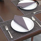 Solid Dinner Table Mats and Table Napkin | Flat Piping | Grey & Lilac | Set of 6 | Polyester | Cotton | 12 Inch x 18 Inch | 16 Inch x 16 Inch