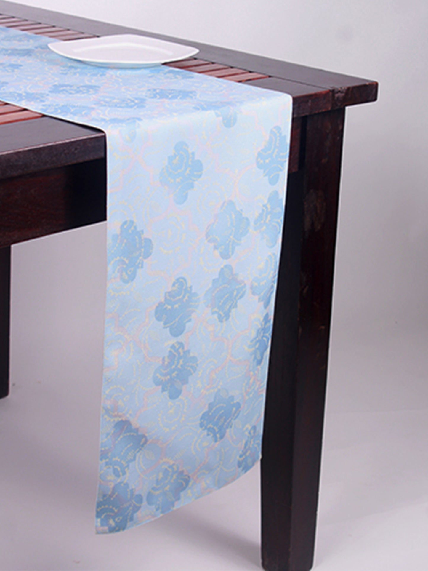 Mughal-Jaali Pattern Printed Cotton Table Runner | 4 and 6 Seater | 12 Inch x 84 Inch | Blue