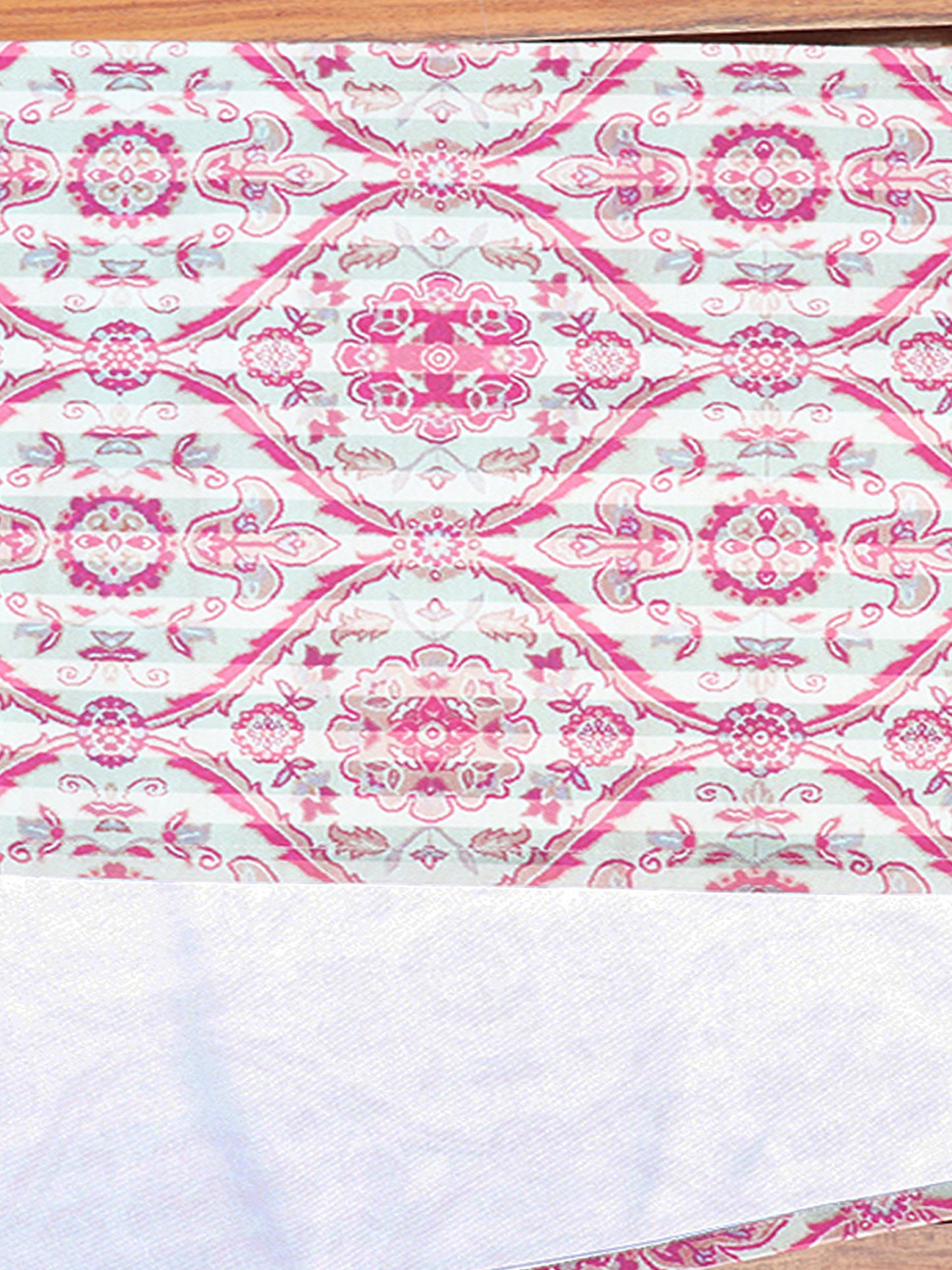 Pink Hand Embroidered | Floral Printed | Polycanvas Table Runner For 4 and 6 Seater Dining Table | 12 Inch x 84 Inch