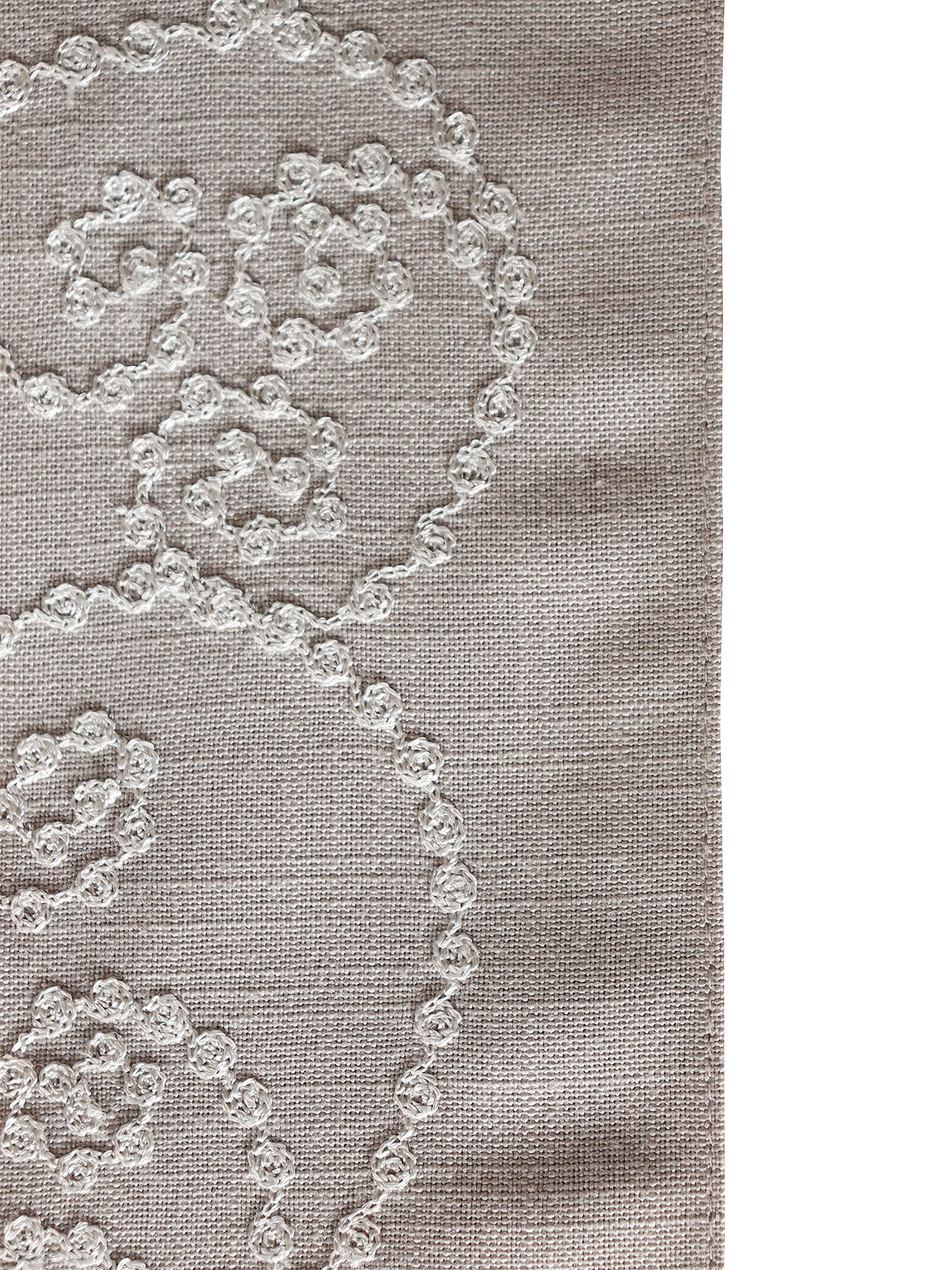 Zeba World (Luxury) Table Runner with Dotted Embroidery with Laces on longer ends | Grey 6 Seater Table Runner Cloth, Table Runner for Living Room, Dining Table - 30 cms x 210 cms; 12 x 84 inches