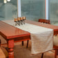 Patti Work | Two Tone Polyester Table Runner | 4 and 6 Seater | 14 Inch x 108 Inch | Beige