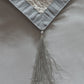 Silver Brocade Table Runner With Tassels, 12x84inch