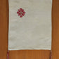 Red Motifs Embroidered Table Runner with Tassels, Brocade, 12x48inch