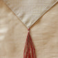 Red Motifs Embroidered Table Runner with Tassels, Brocade, 12x48inch