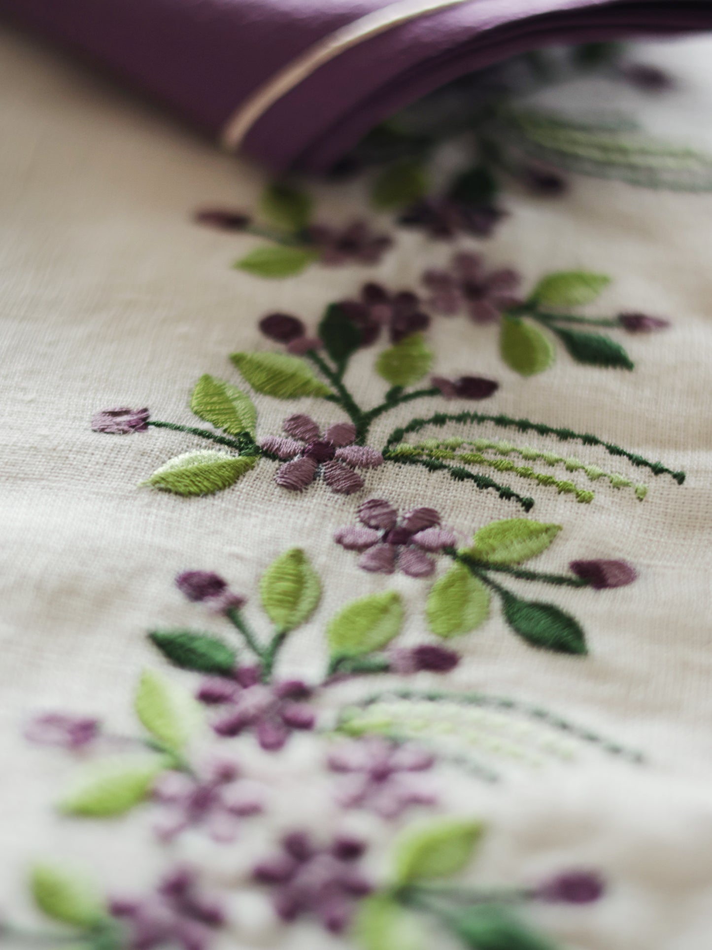 Embroidered Table Runner with Tassels 84x12inch