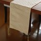 Golden Zari Brocade Table Runner with Tassels, Cream|12x48inch