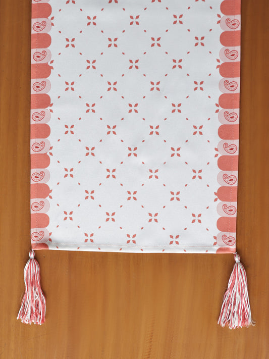 Multicolor Printed Polycotton Table Runner with Hand Tassels | 12 Inch x 84 Inch