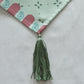 Printed Polycotton Green Table Runner with Hand Tassels, 12x84inch