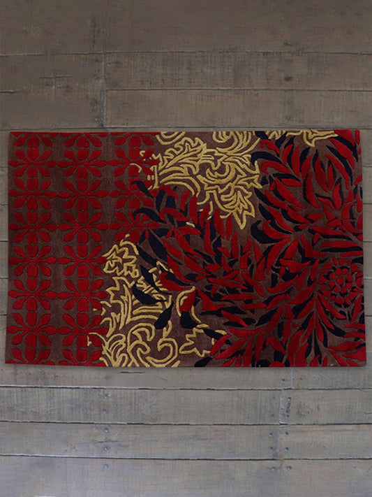 Carpet Hand Tufted 100% Woollen Red And Maroon Transitional - 4ft X 6ft