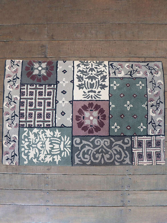 Carpet Hand Tufted 100% Woollen Patchwork Grey And Pink - 4ft X 6ft