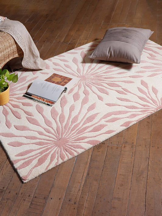 Carpet Hand Tufted 100% Woollen Pink Floral Decadence- 4ft X 6ft