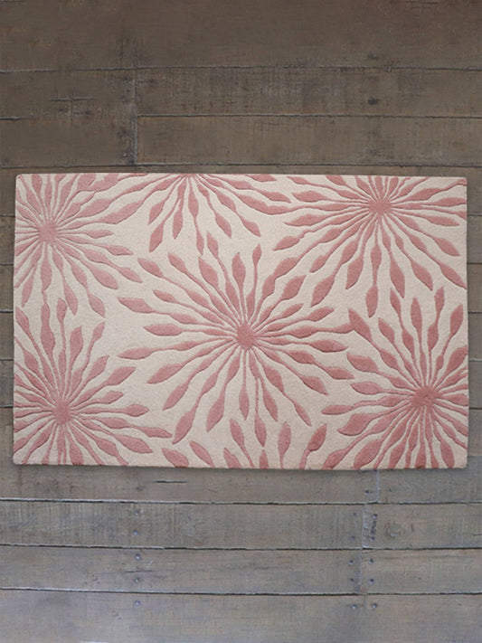 Carpet Hand Tufted 100% Woollen Pink Floral Decadence- 4ft X 6ft