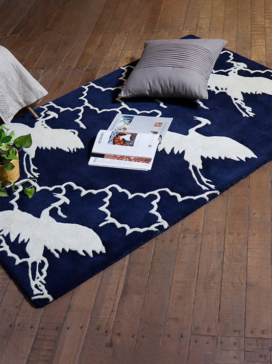 Carpet Hand Tufted 100% Woollen Blue Crane - 4ft X 6ft