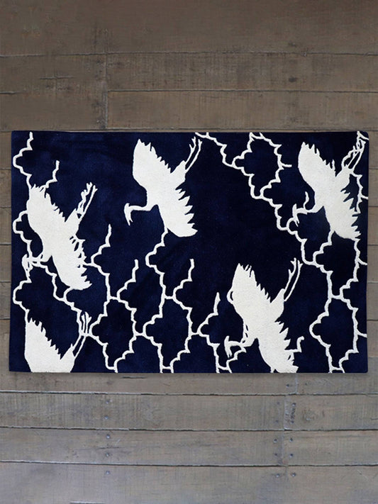 Carpet Hand Tufted 100% Woollen Blue Crane - 4ft X 6ft
