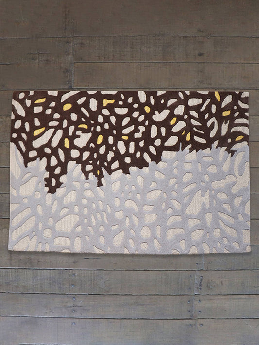 Carpet Hand Tufted 100% Woollen Mushroom Brown Animal Print - 4ft X 6ft