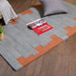 Hand Tufted Abstract Block Pattern | 100 % Wool Premium Carpet | Living Room | Bed Room | Grey & Orange | 4 ft x 6 ft