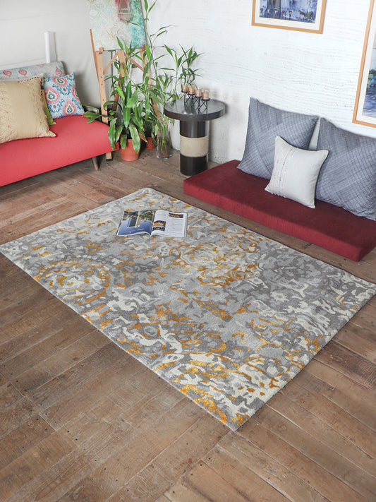 Carpet Hand Tufted 100% Woolen Rustic Shield Multi - 4 X 6 Feet