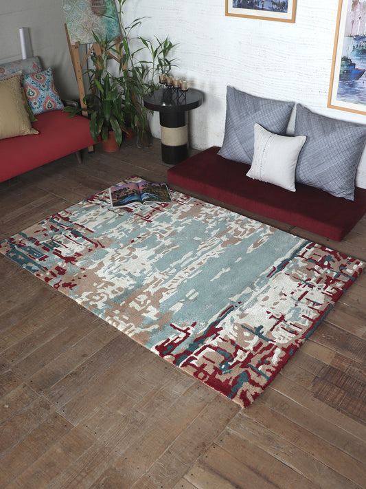 Carpet Hand Tufted 100% Woolen Abstract Multi - 4 X 6 Feet
