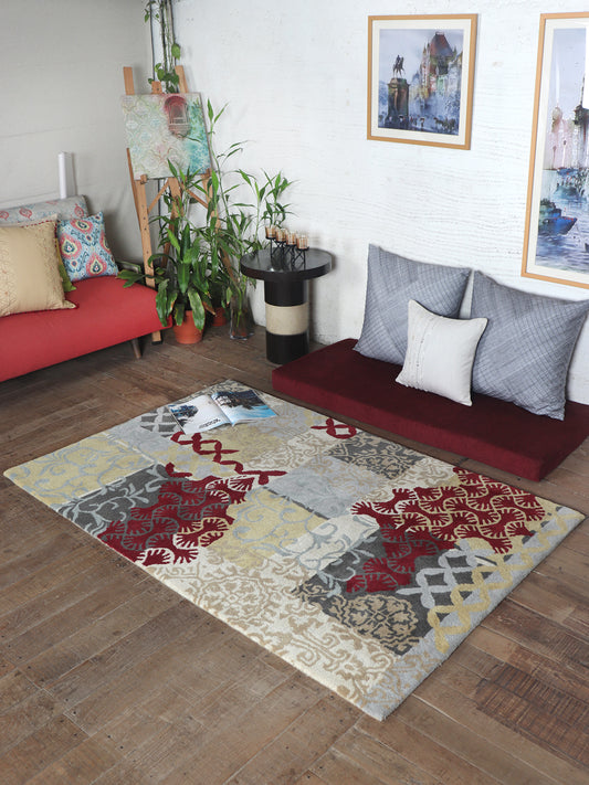 Carpet Hand Tufted 100% Woolen Patchwork Kilim Multi - 4 X 6 Feet