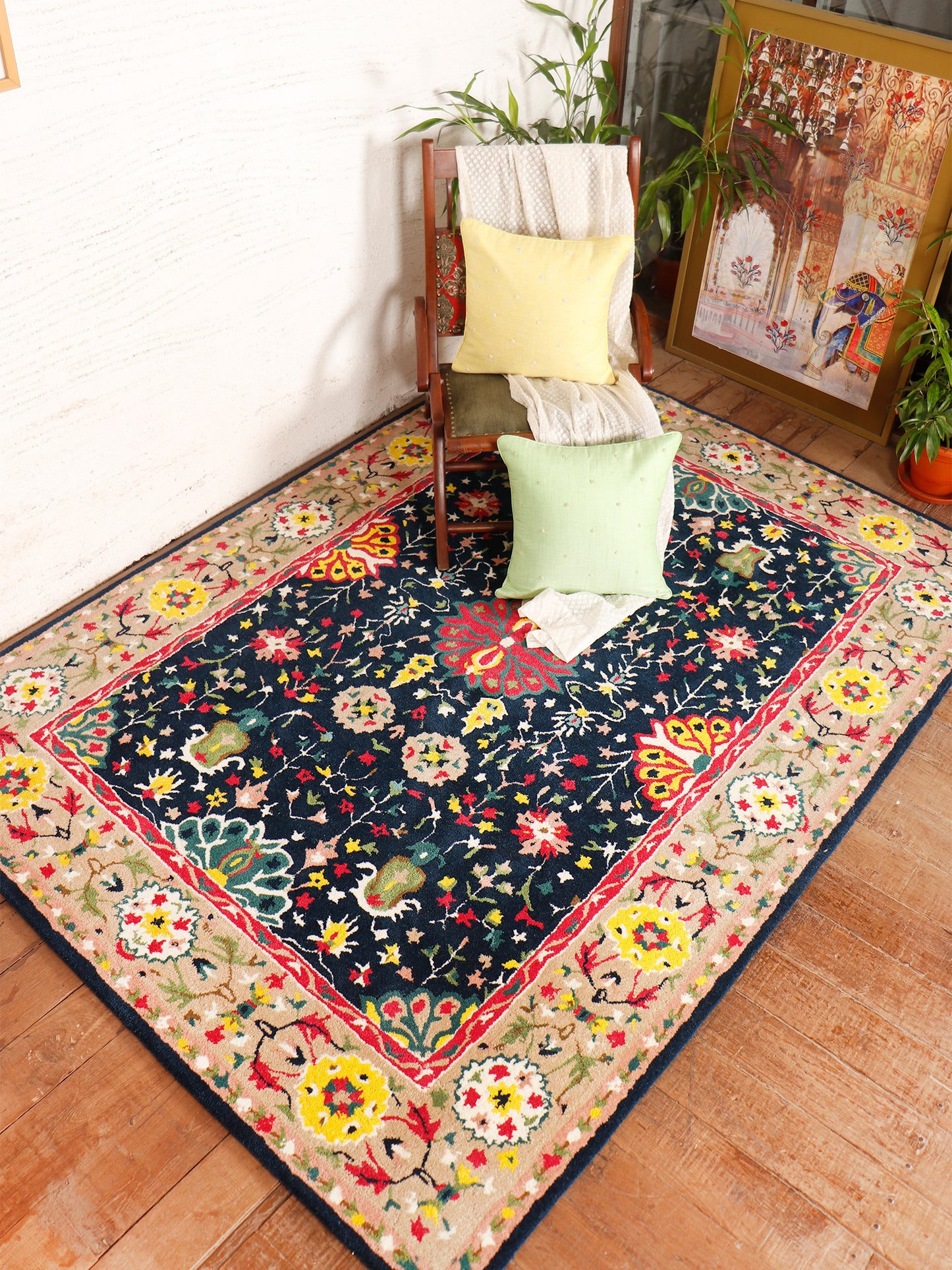 Hand Tufted Traditional Motifs Design | 100% Woolen Premium Carpet | Living Room | Bedroom | 5 ft x 7 ft |