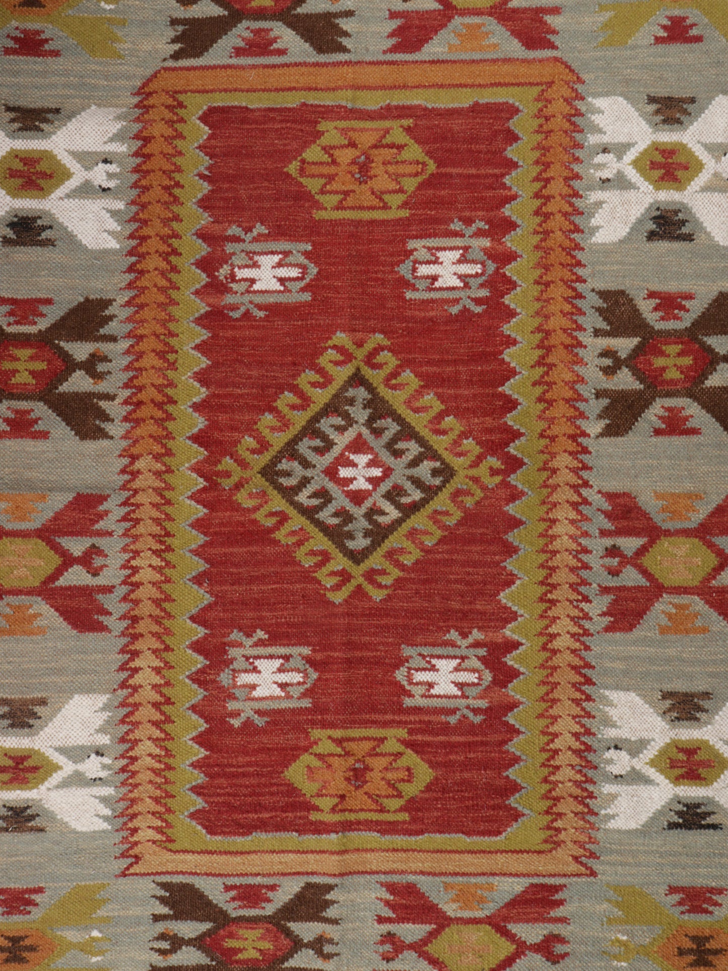 Dhurrie Abstract Kilim Handwoven Woolen for Floor, Living Room & Bedroom | Multi - 3x5 feet