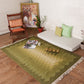 Dhurrie Abstract Handwoven Woolen for Floor, Living Room & Bedroom | Green - 4x6 feet